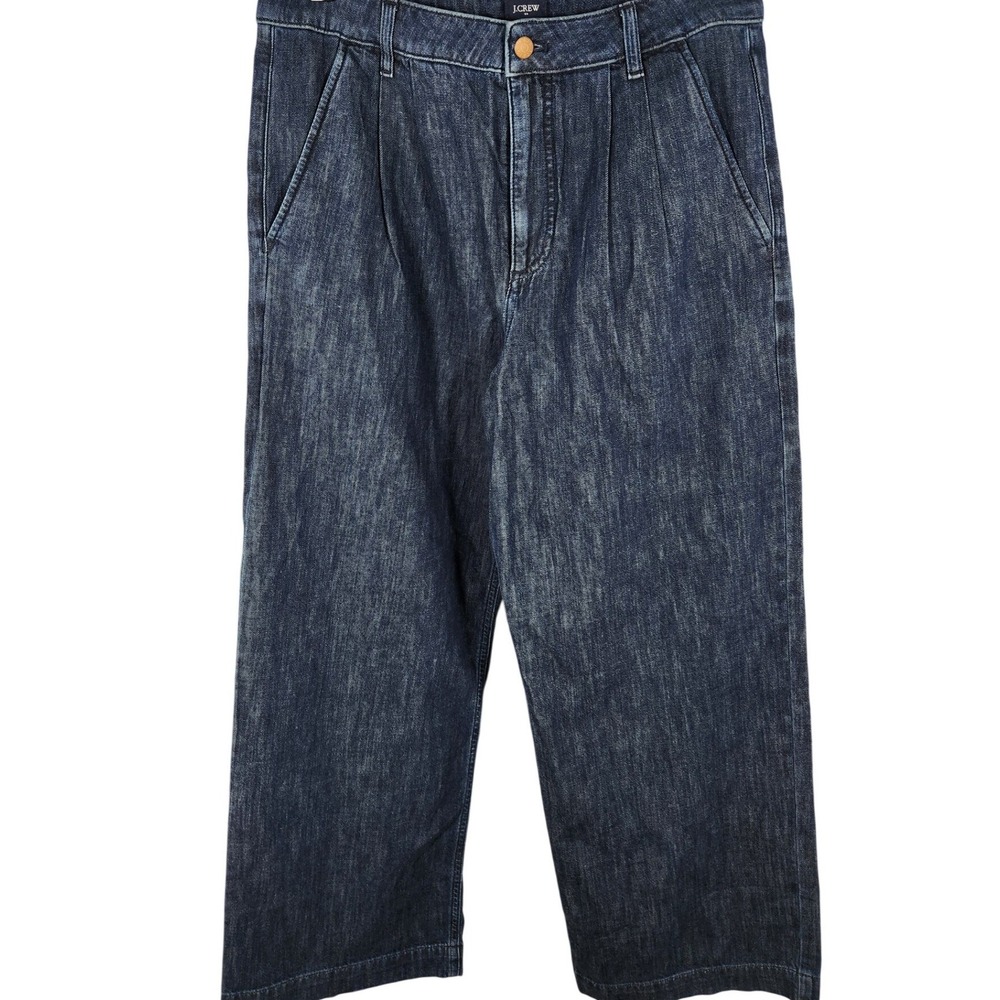 J. Crew Womens Pleated Trouser Jeans Dark‎ Blue Denim Size 30 P 30 Petite